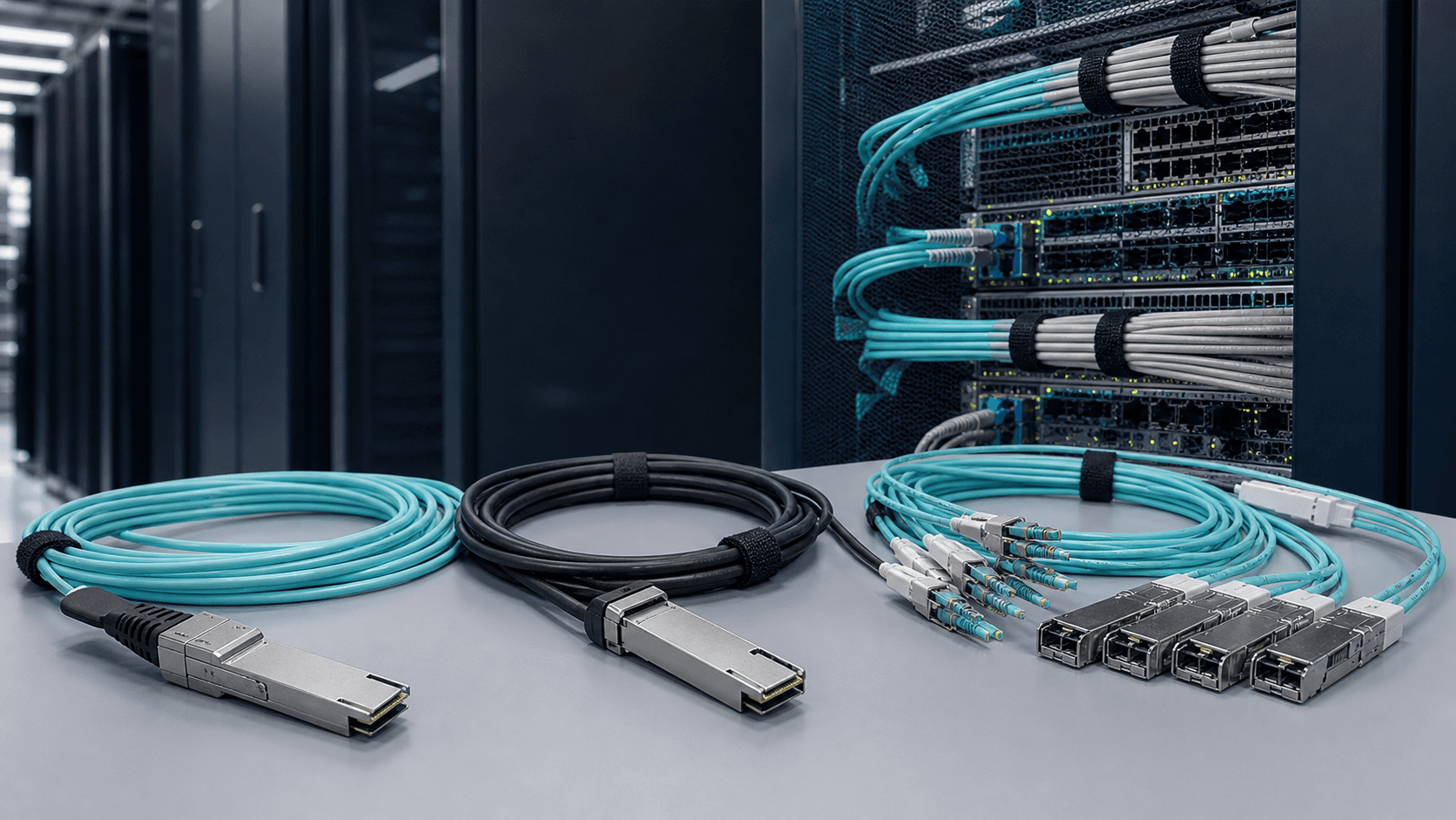 Direct attach and active optical cable options for data centre interconnects